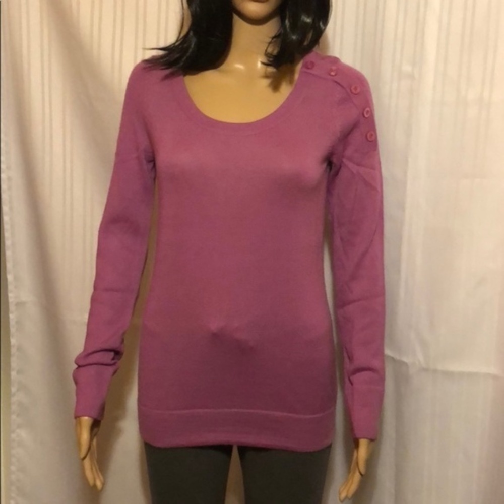 NWT Purple Button Shoulder Sweater